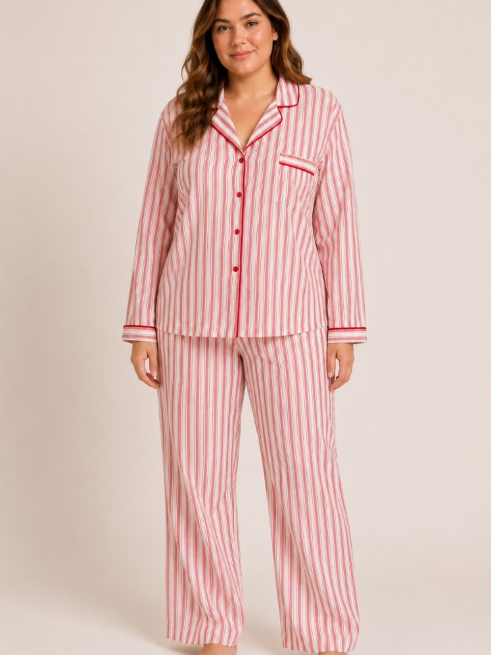 NEW Charter Club Intimates XXL Red Ivory Stripe Pajama Set
